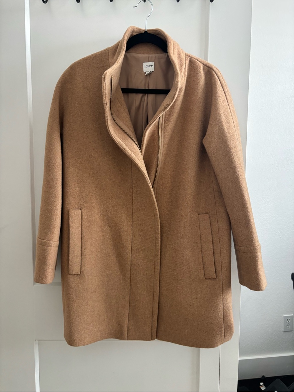 J. Crew Camel Wool Coat with Stand Collar